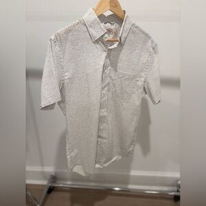 faherty Mens Movement White Patterned Short Sleeve Button Down